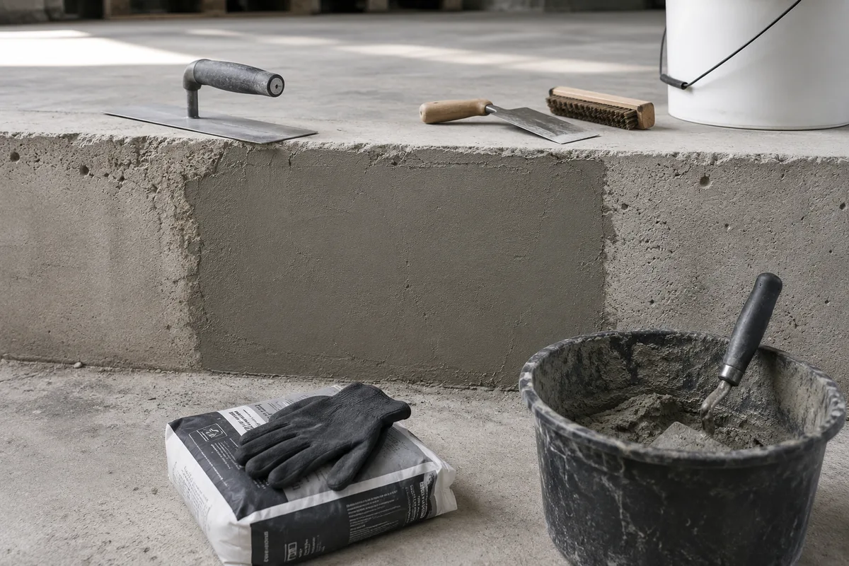 Gereedschap en materialen voor betonreparatie